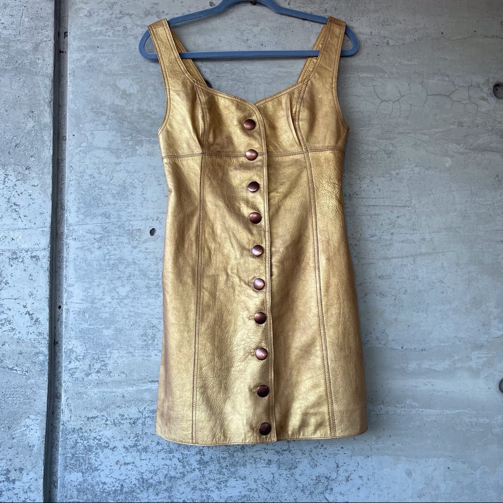 FREE PEOPLE LEATHER VEST size 6 Boho,metallic,festival,distressed,date night